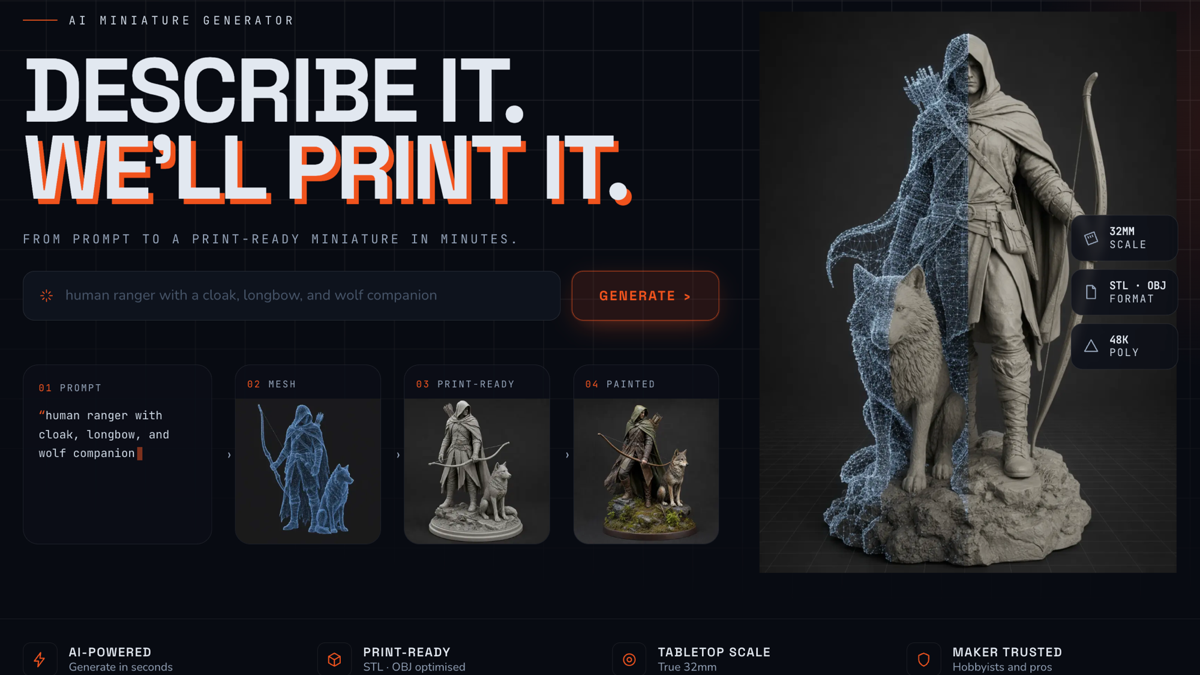Turn any character into a 3D printable miniature