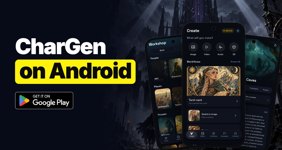 Everything in the CharGen app for Android