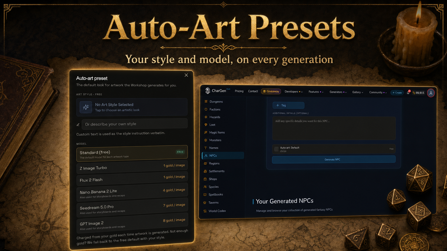 Auto-Art Presets: your style and model for generated artwork