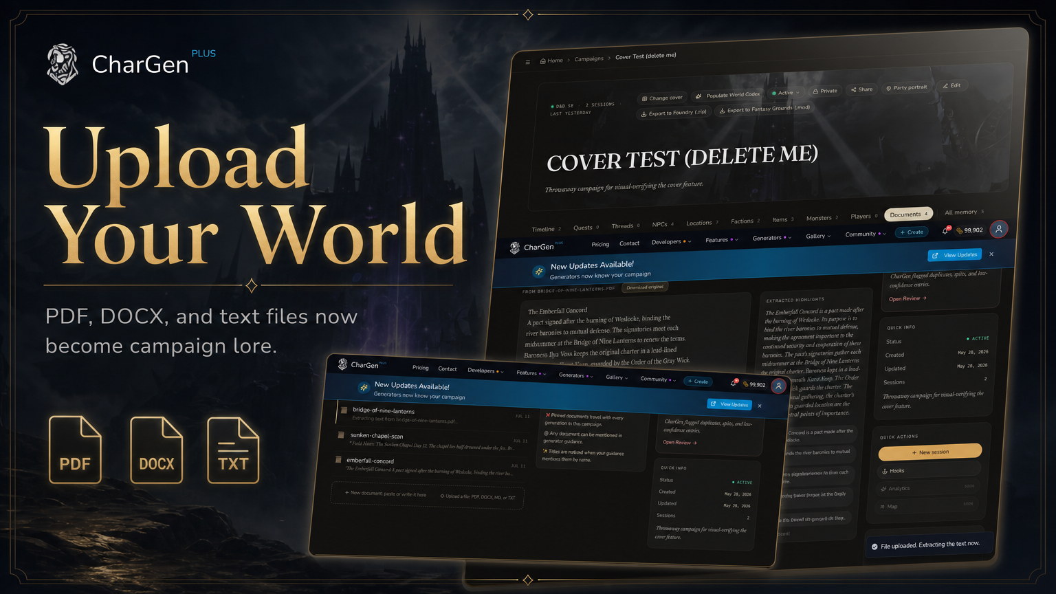 Upload your world into a campaign