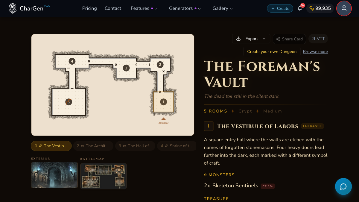 Every dungeon now generates its own battlemap