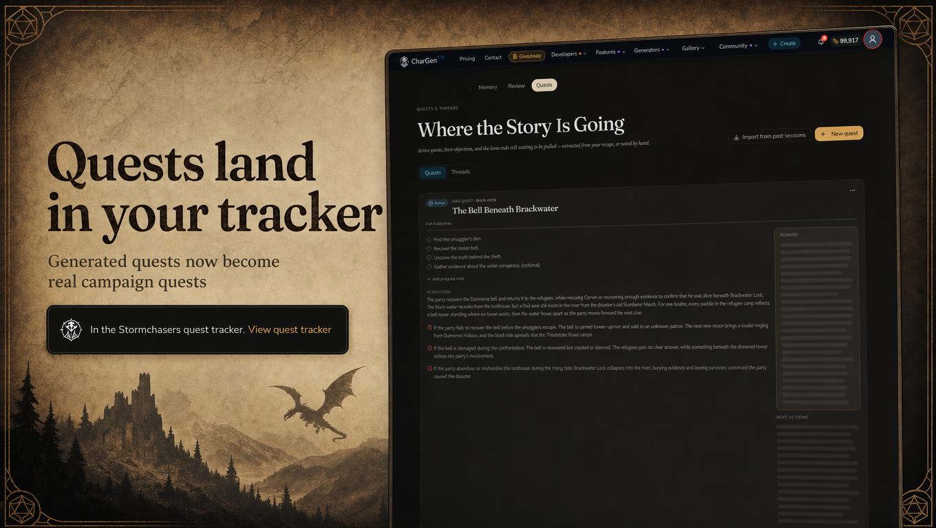 Generated Quests Land in Your Quest Tracker