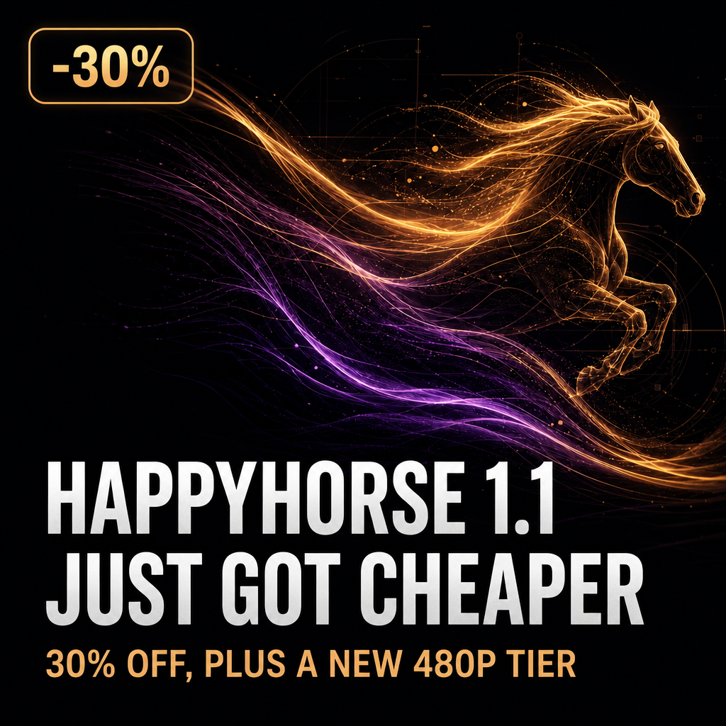 HappyHorse 1.1: 30% Cheaper, Plus a New 480p Tier