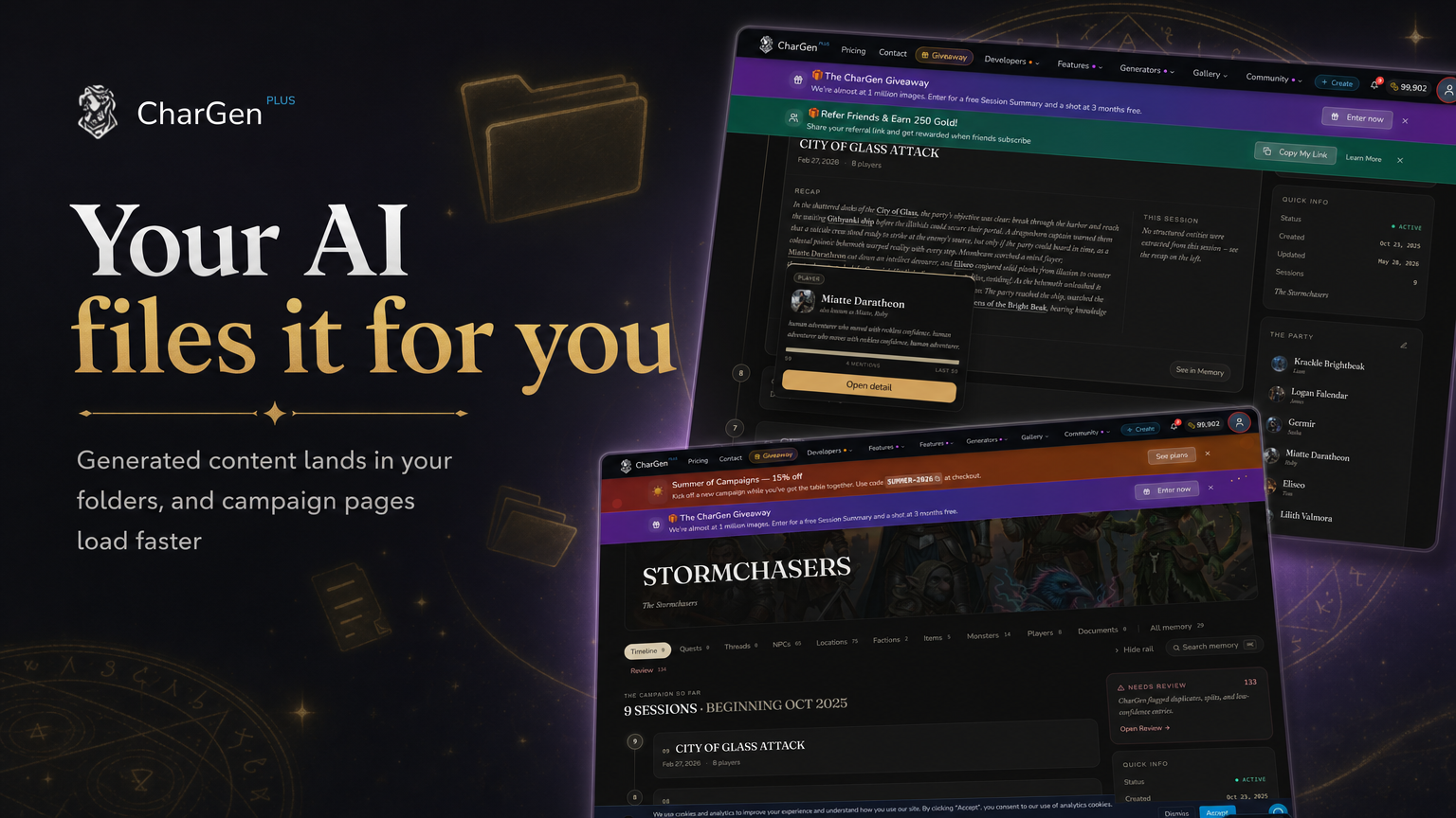 Your AI can file it for you, and campaign pages got faster
