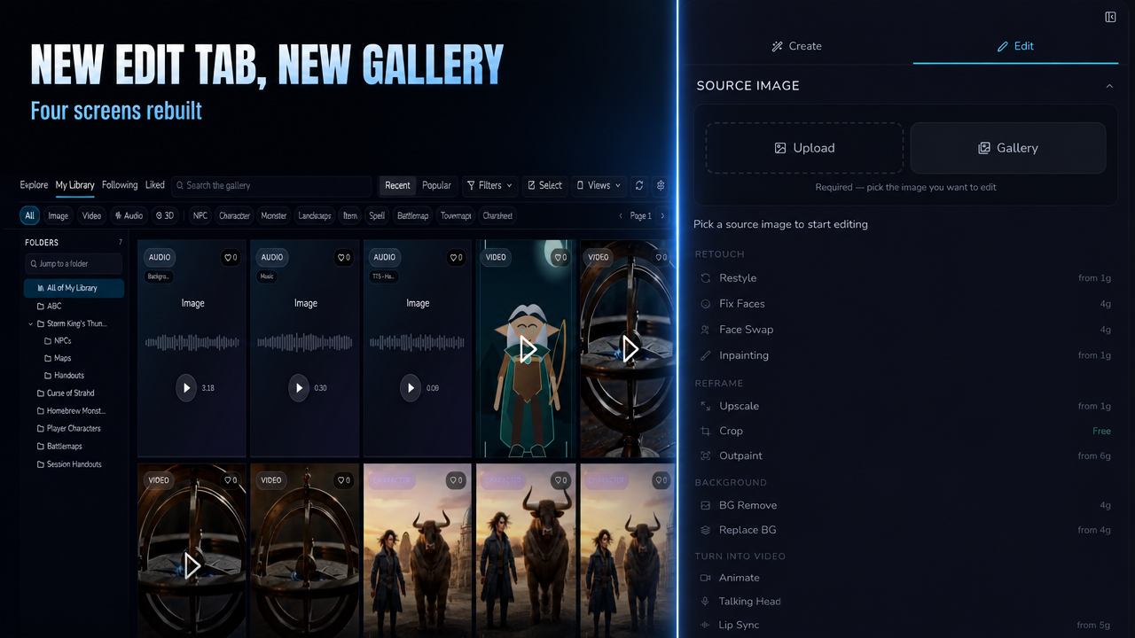 New Edit tab, new gallery