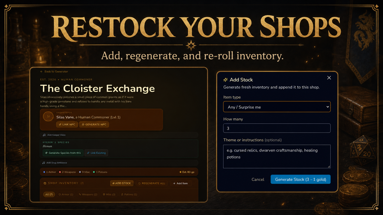 Restock and Re-Roll Shops