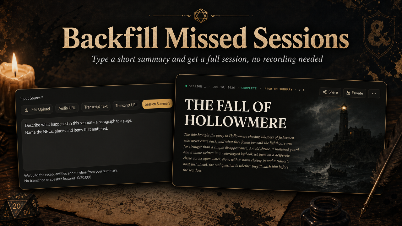 Backfill Missed Sessions from a Summary