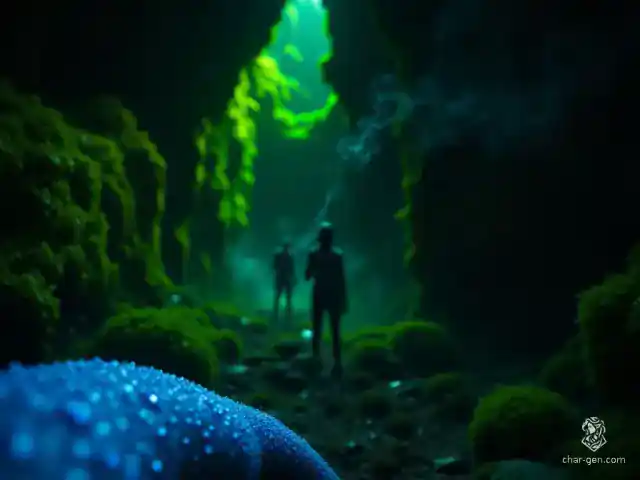 Bioluminescent grotto by candlelight